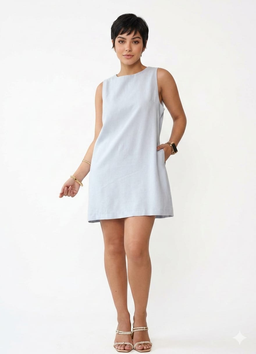 Vestido Curto Premium com Bolsos Funcionais e Zíper Discreto