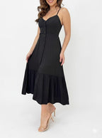 Vestido Midi Duna Elegance Longo – Modela o Corpo com Detalhe em Botões