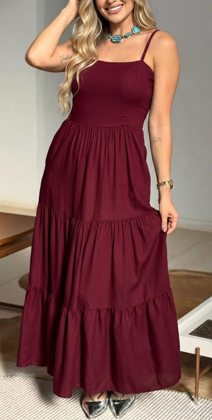 Vestido Duna Vermelho Elegance Longo – Modela o Corpo