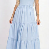 Vestido Duna Azul Bebê Elegance Longo – Modela o Corpo